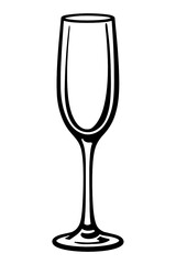 Black Graphic Champagne Glass. Graphic Element Vector Icon Representing Flute, Celebration, or Beverage.