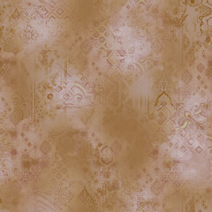 "Seamless allover pattern of watercolor roses and leaves in soft pastel shades, perfect for fabric and wallpaper design."