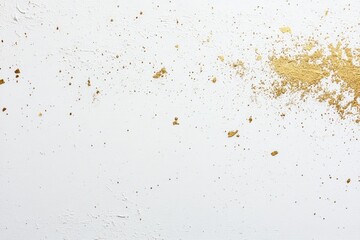 Gold flecks scattered on white surface