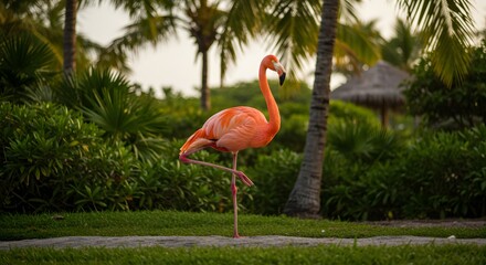 Fototapeta premium Lone Flamingo Standing Proudly