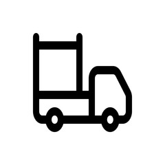 Illustration of a delivery truck with a rectangular cargo area and rounded cab in a minimalist style design