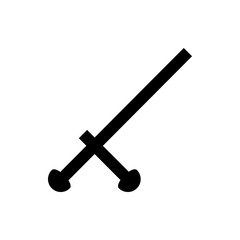 Illustration of a simple black sword with a straight blade and hilt on a white background design element