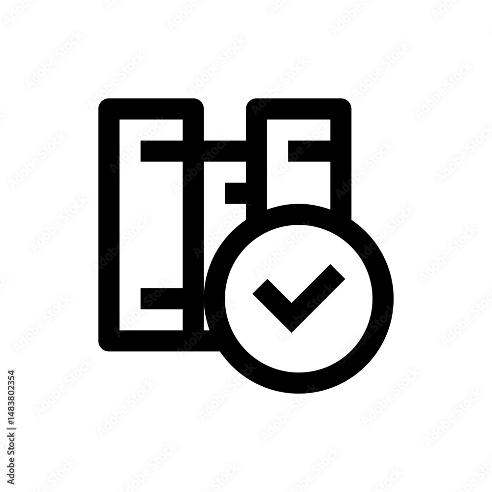 Poster illustration of a stack of files or documents with a check mark indicating completion or verificatio