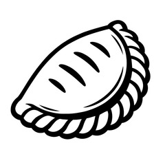 Black Graphic Empanada or Pastry. Graphic Element Vector Icon Representing Food Item or Snack.