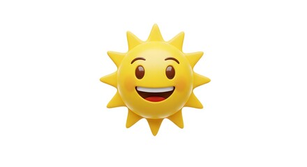 Happy Smiling Sun Emoji Character on White