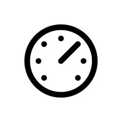 Illustration of a simple black and white clock face with a short hand indicating the time on a white background