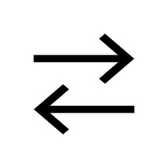 Two horizontal arrows pointing in opposite directions in a simple black and white illustration style design