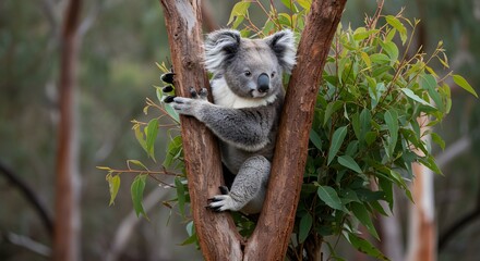 Koala Bear Resting Comfortably in a Tree