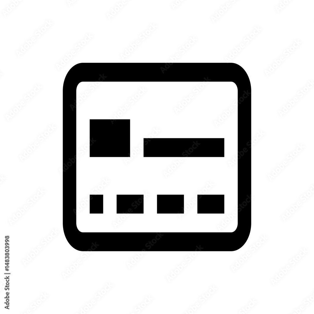 Poster illustration of a stylized rectangular card with rounded corners and abstract data blocks on the sur