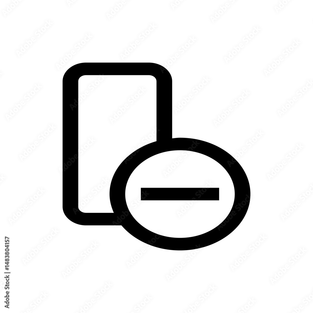 Poster icon depicting a rectangular shape with rounded corners and a circle containing a horizontal line si