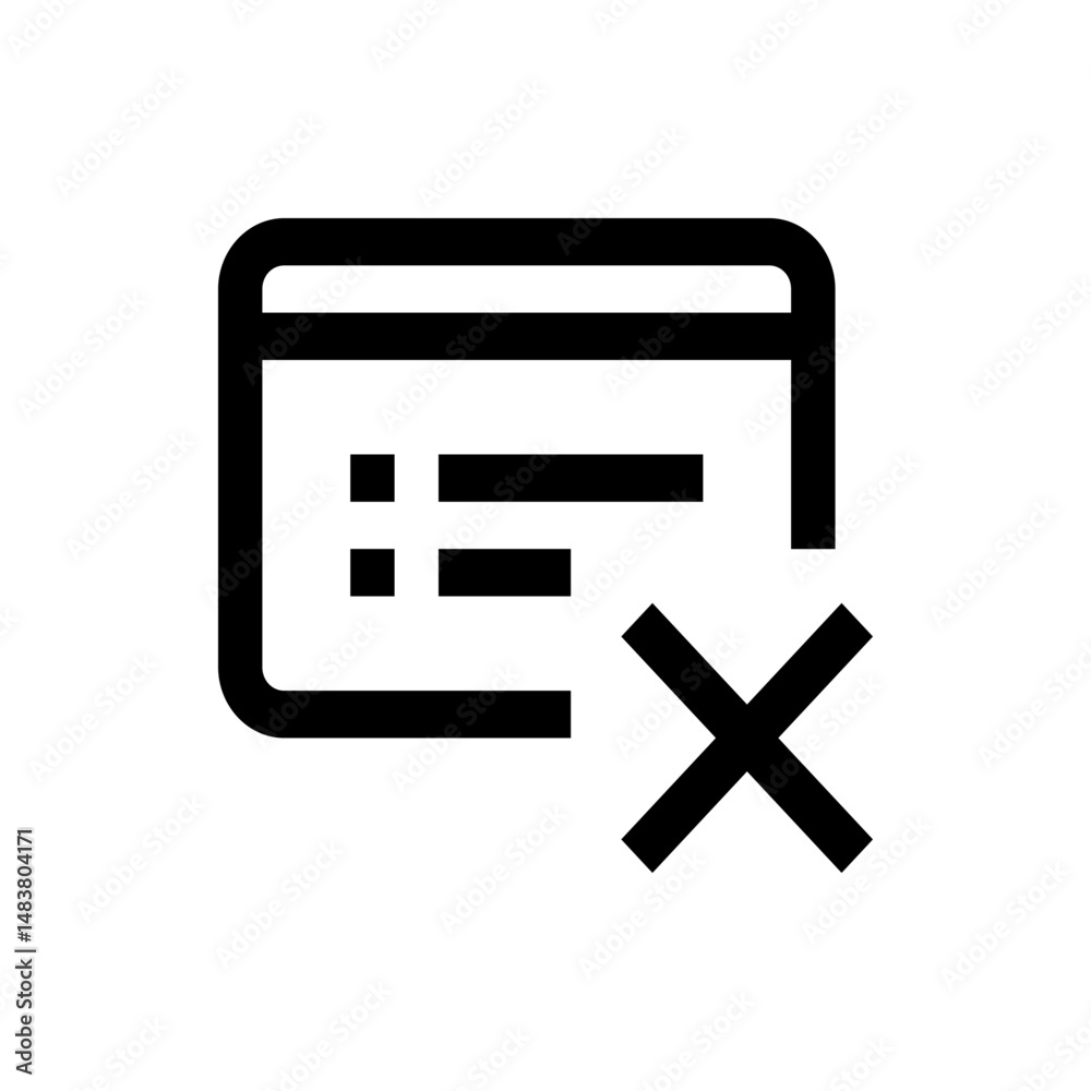 Poster application window with list icon and close icon in bold outline style on a white background view pa