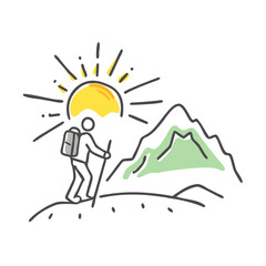 sunrise hike icon, sunrise hike vector illustration-simple illustration of sunrise hike, perfect for sunrise hike logos and icons