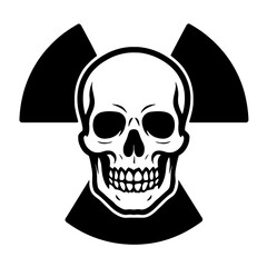 Black Graphic Radiation Skull. Graphic Element Vector Icon Representing Lethal Hazard, Danger, or Warning.