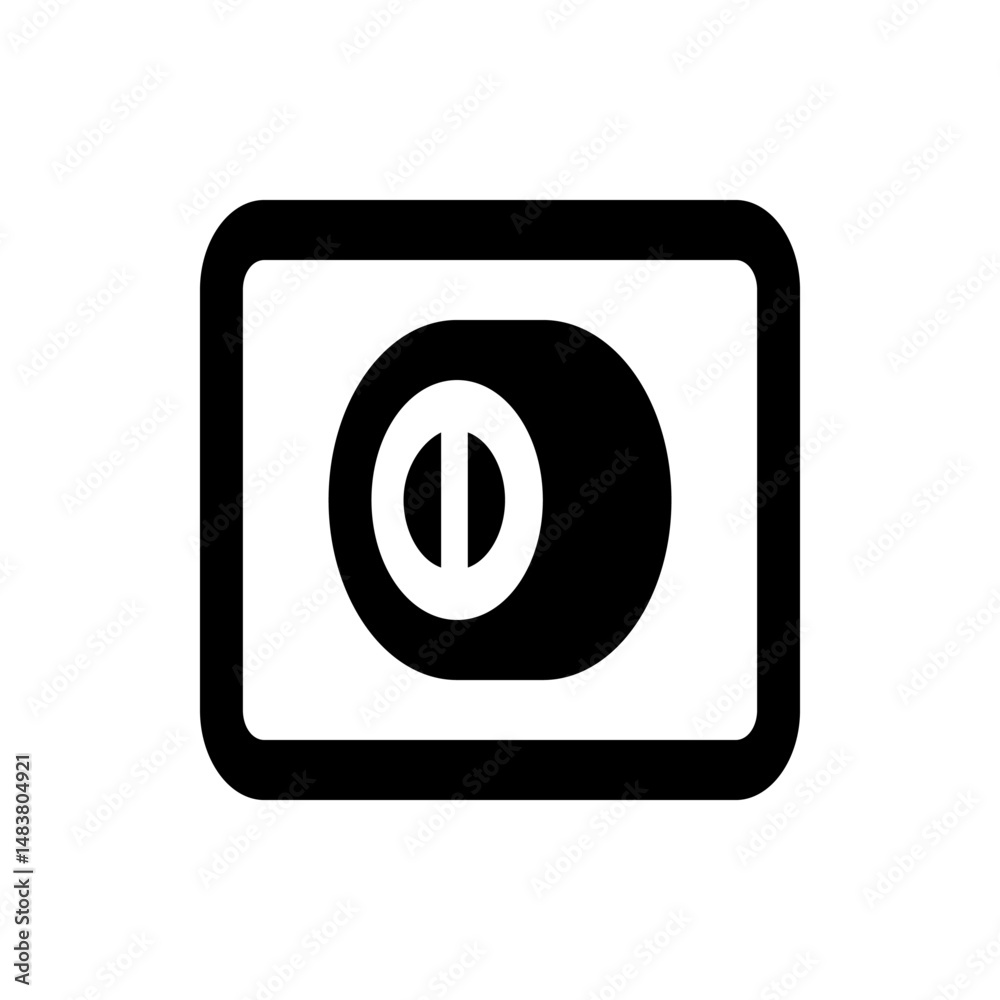 Poster illustration of a toggle switch in the off position with a rectangular border and rounded edges desi