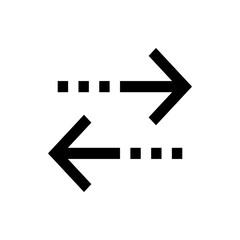 A symmetrical arrangement featuring a rightward arrow and a leftward arrow with dotted lines between them