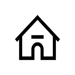 Illustration of a simple house icon with a roof, arched doorway, and a horizontal line above the door