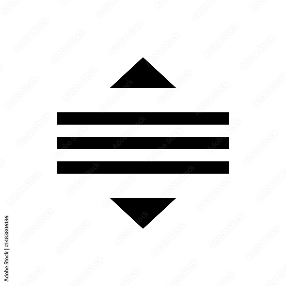 Poster a simple illustration featuring two triangles pointing up and down with three horizontal lines in th