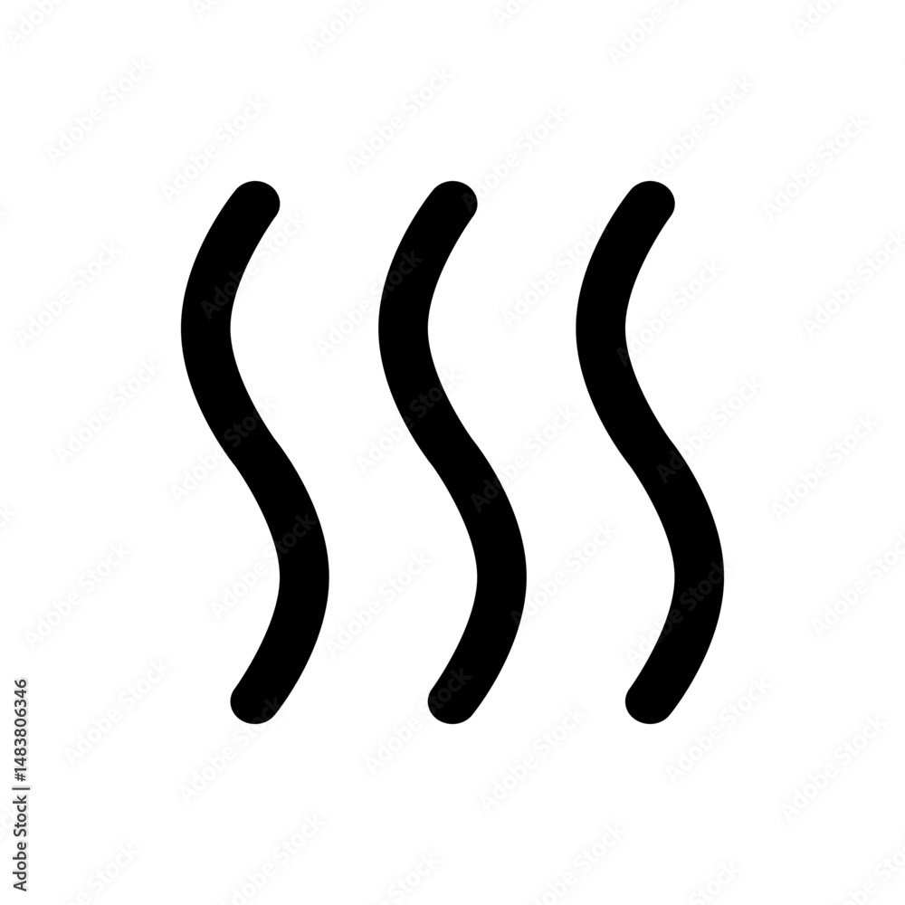 Poster three black wavy lines arranged vertically on a white background creating a simple graphic element d