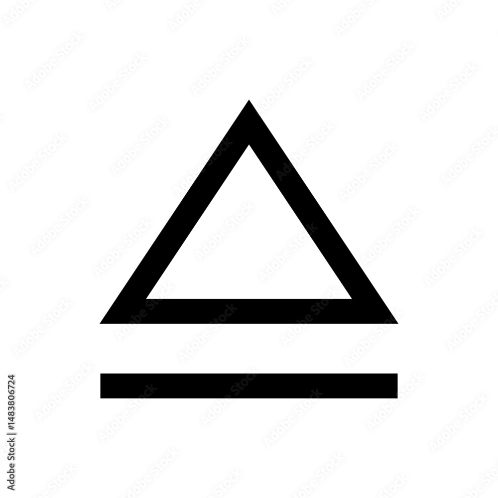 Poster black triangle shape above a horizontal line on a white background in a simple minimalist design sty