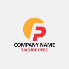 letters pf and fp logo design vector