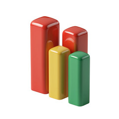 Colorful 3D Bar Graph Data Visualization in Red, Yellow, and Green