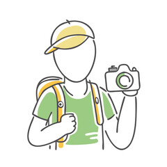 traveler with camera icon, traveler with camera vector illustration-simple illustration of traveler with camera, perfect for traveler with camera logos and icons