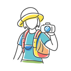 traveler with camera icon, traveler with camera vector illustration-simple illustration of traveler with camera, perfect for traveler with camera logos and icons