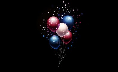 background featuring the American flag and balloons with fireworks in the air red, white, and blue colors, creating a festive atmosphere Generative AI