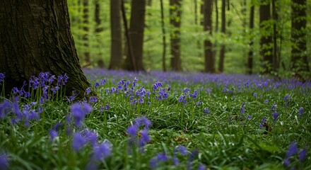 Obraz premium Enchanted Forest A Carpet of Bluebells