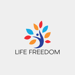 life freedom logo design vector