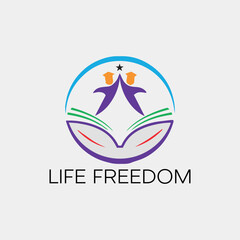 life freedom logo design vector