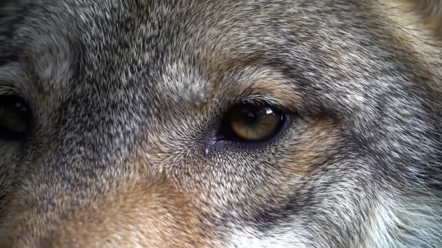 Intense Close-Up Wild Grey Wolf's Eyes - Stunning Wildlife Video