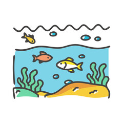 underwater scene with fish icon, underwater scene with fish vector illustration-simple illustration of underwater scene with fish, perfect for underwater scene with fish logos and icons
