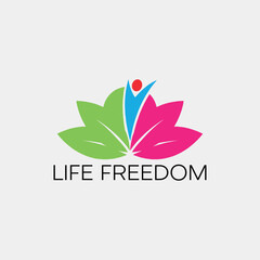 life freedom logo design vector