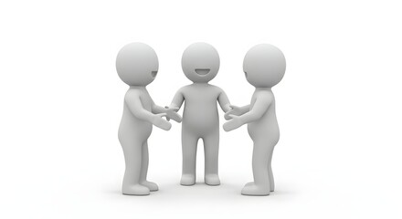 Teamwork, Collaboration, and Unity Three Figures Representing Shared Goals