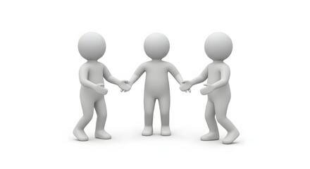 Unity, Teamwork, and Collaboration 3D Render of Figures Holding Hands