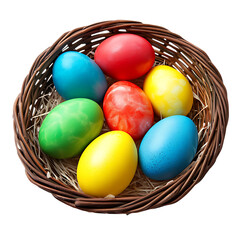 colorful easter eggs in a basket spring celebration decoration bright colors