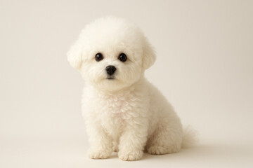 Obraz premium Small white dog sitting on white background.