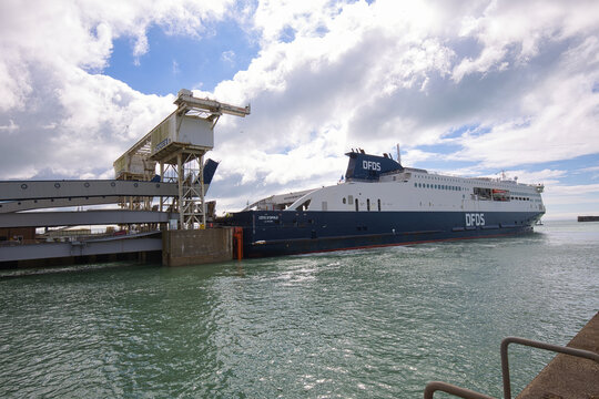 England, Kent, Dover - July 21, 2024: The DFDS ferry C&ocirc;te D&rsquo;Opale has docked in the port.