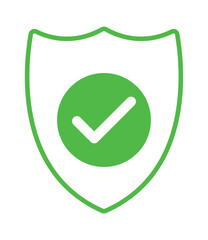 Green Shield and Check Mark Icon Vector Logo Template. symbol for web site Computer and mobile vector. Tick mark approved icon vector on white background. 