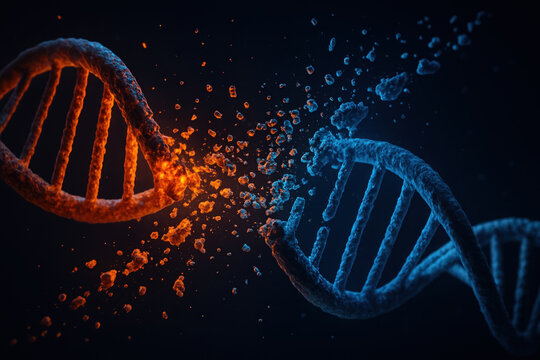 DNA strands with water splashing out.