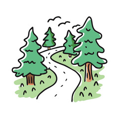 walking path in forest icon, walking path in forest vector illustration-simple illustration of walking path in forest, perfect for walking path in forest logos and icons
