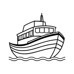 boat line art silhouette vector