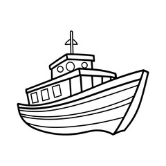 boat line art silhouette vector
