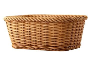 Wicker basket isolated on black background for product placement or mockups