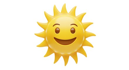 Cheerful Smiling Sun Emoji 3D Render
