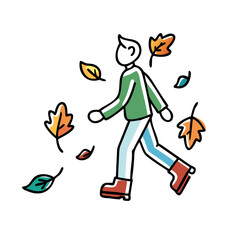 walking through autumn leaves icon, walking through autumn leaves vector illustration-simple illustration of walking through autumn leaves, perfect for walking through autumn leaves logos and icons