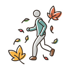 walking through autumn leaves icon, walking through autumn leaves vector illustration-simple illustration of walking through autumn leaves, perfect for walking through autumn leaves logos and icons