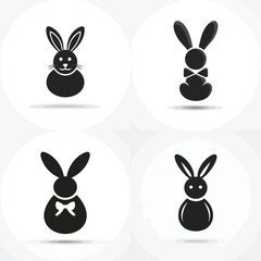 Easter Bunny - Vector icon, simple icon, isolated on white  -  