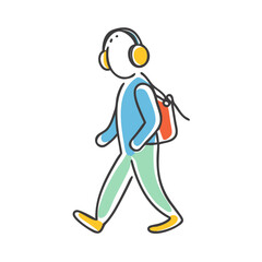 walking with headphones icon, walking with headphones vector illustration-simple illustration of walking with headphones, perfect for walking with headphones logos and icons